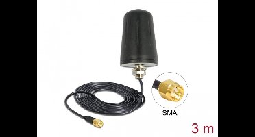 Lora-antenne 868 MHz SMA-plug 0 DBI Vaste omnidirectionele met verbindingskabel RG-174 3 M Dakmontage Buiten zwart