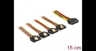 SATA-kabel 0.15 meter SATA 15-pin 4 x SATA 15-pins Meerkleurig