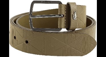 LACOSTE Leren Riem Monogramme Embossed Belt W100 Roasted Cashew Beige