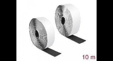 Klittenband haak-en-lus tape zelfklevend L 10 meter x B 50 mm zwart