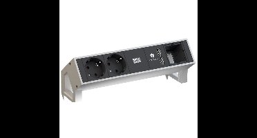 BACHMANN DESK2 2x geaard stopcontact 1x USB oplader 1x ABD, GST18 Inox