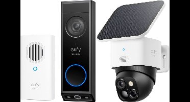 eufy Security E340 Video Deurbel met Chime + eufy Security S340 Solocamera – SoloCam - Draadloze 3K beveiligingscamera voor buiten met dual-lens, 360° dekking - Bundelvoordeel