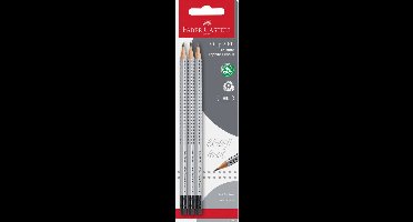 Faber Castell grafietpotlodenset - Grip 2001 - hardheid HB - met gum - 3 stuks op blisterverpakking - FC-117298
