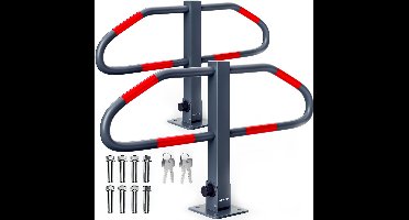 Monzana 2x Parkeerbeugel - Staal Neerklapbaar Slot & Sleutels - Grijs/Rood