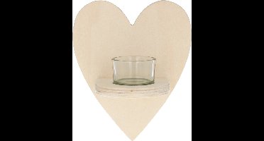 Houten hart kaarsenhouder 14.5x18 cm - Artemio