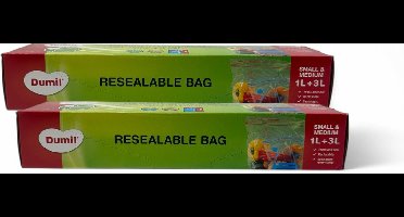 Dumil hersluitbare Diepvrieszakjes - 25 stuks 1 liter + 25 stuks 3 liter - Voordeelverpakking 2 stuks