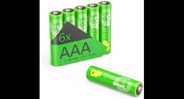 GP Charge&Save, oplaadbare Batterijen AAA 650mAh, NiMH – 6 stuks | Geoptimaliseerde capaciteit voor dagelijks gebruik | AAA batterijen oplaadbaar, voorgeladen, lage zelfontlading, duurzaam alternatief voor wegwerpbatterijen