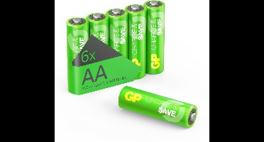 GP Charge&Save, oplaadbare Batterijen AA 1300mAh, NiMH – 6 stuks | Geoptimaliseerde capaciteit voor dagelijks gebruik | AA batterijen oplaadbaar, voorgeladen, lage zelfontlading, duurzaam alternatief voor wegwerpbatterijen