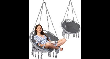 ApexArte® Hangstoel Cocoon - Egg Hangstoel voor Binnen en Buiten – Hang Stoel Met Standaard – Grijs