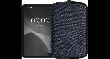kwmobile universele tablet hoes geschikt voor 8"-8,4" Tablet hoesje - Stoffen cover voor tablets 21,8 x 13,7 cm - Tablet sleeve met rits - In donkerblauw