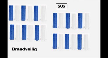 50x Serpentines rollen blauw en wit - Papier - BRANDVERTRAGEND - Carnaval- festival - optocht - feest - party - serpentine - brandvertragend
