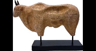 by Mooss - Beeld - Stier - Standaard - Mangohout - Decoratie - Organisch - Ornament op voet