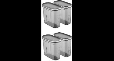 Asir - Opbergdozenset - Antraciet - 4 stuks - 9 x 19 x 18 cm