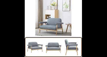 vidaXL - Tweezitsbank - stof - lichtgrijs