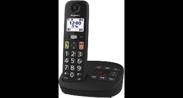 Panasonic KX-TGU130EXB, single dect ,senioren telefoon, grote toetsen, 1 handset, antwoordapparaat, zwart