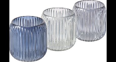 Boltze theelichthouder blauw Set Van 3 Remsa