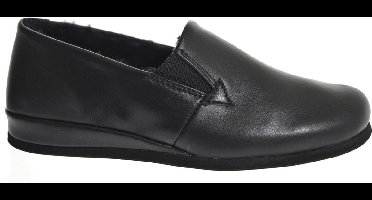 Rohde Zwarte Leren Heren Pantoffels Gesloten Lamsvacht Gevoerd - Zwart - 40