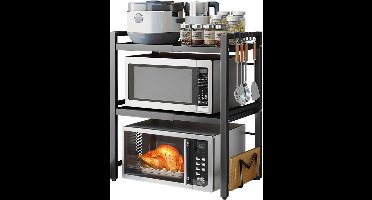 ApexArte® Keukenkast - Magnetronkast Keuken - Trolley op Wieltjes - Zwart