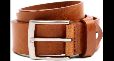 Suitable Riem Leer Cognac 022 - Maat 95 - Heren leren broekriem / broeksriem - Ceintuur - Riem casual