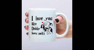 Mok I Love You Like Dobby Loves Socks van Ditverzinjeniet.nl