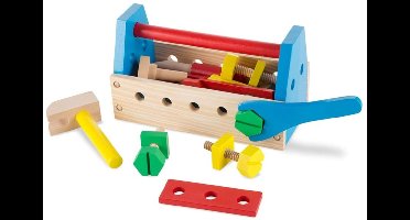 Montessori Gereedschapskist & Kidstafel Montessori - Gereedschapskoffer - Speelgoedkist - Speelgoedkoffer - Boormachine Speelgoed voor Rollenspel - Educatief, Sensorisch Speelgoed - Sensory Houten Speelgoed - Pedagogisch - 3-12 Jaar - 24 Stuks