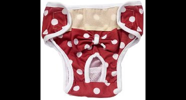 Loopsheidbroekje hond - Maat M - Rood witte stippen strik - Hondenluier - Wasbaar - Hondenbroekje - Broekje voor teefje - Incontinentie broekje hond
