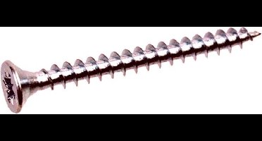 Houtschroef. 4.0 x 25mm. lang. verzinkt. platkop. kruiskop. 200 stuks. Deltafix.