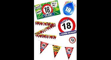 18 jaar verjaardag versiering pakket – vlag - gevelvlag – ballon – paperdreams