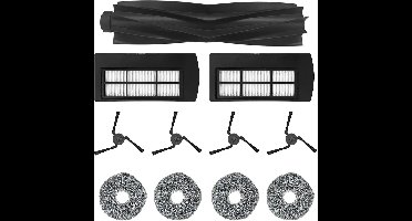 Vervangingsset voor stofzuigeraccessoires, geschikt voor EUFY X9 Pro/X9-serie, onderdelen voor robotstofzuigers en dweilreinigers: 1 hoofdborstel, 4 zijborstels, 2 filters, 4 dweildoekjes