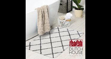 Dutch House Badmat Menton - Badmat 60x90 - Wit - Antislip - Badmatten - Anti Slip Douchemat - Badkamer Mat - Snel Absorberend - Snel Drogende Badmat