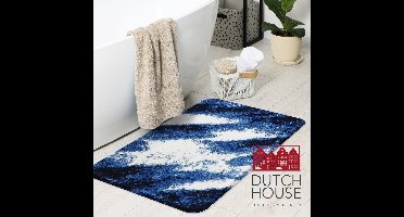 Dutch House Badmat Fréjus - Badmat 60x90cm - BlauwAntislip - Badmatten - Anti Slip Douchemat - Badkamer Mat - Snel Absorberend - Snel Drogende Badmat