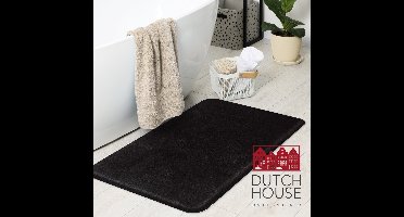 Dutch House badmat Caen - Badmat 60x90cm - Zwart - Antislip - Badmatten - Anti Slip Douchemat - Badkamer Mat - Snel Absorberend - Snel Drogende Badmat
