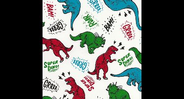 Inpakpapier met Dinos Wit - Vrolijke Cadeauverpakking | 74 Grams | 30, 50, 70 cm |variant: 30 cm / 200 mtr.