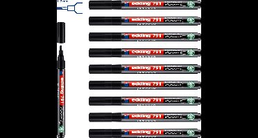 edding 791 lakmarker zwart 10 stuks - ronde punt 1-2 mm - verfstift voor veel verschillende ondergronden - goed zichtbaar op transparante en donkere ondergronden