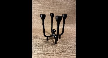 kandelaar 4 armig zwart metaal