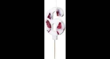 PartyDeco Cijferkaars 6 Wit met Bloemen 8cm