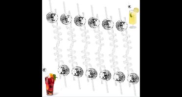 "Herbruikbare Discobal Rietjes voor Kinderen - Spiegeldiscobal Cocktail Rietjes voor Feestjes"