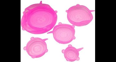 *** 6-delige set siliconen vers houd stretch deksels in trendy roze kleur voor jouw keukenaccessoires - van Heble® ***