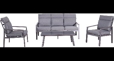 Vista | Loungeset Blokset Dining Set Tuinset | Aluminium | 3-Zitsbank, Twee Loungestoelen, Lage Tuintafel | 5 Zitplaatsen