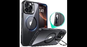 ESR Hoesje Geschikt voor Apple iPhone 16 Pro Max - Classic Hybrid HaloLock - Compatibel met MagSafe / Qi2 en ESR HaloLock - Back Cover - Camera Kickstand - Cameraregelaar Control Knop - Clear Zwart