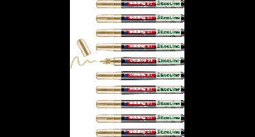 edding 51 EcoLine lakmarker op waterbasis goud 10 stuks - ronde punt 1-2 mm - laag VOS-gehalte - navulbaar - geschikt voor o.a. gladde, donkere en transparante oppervlaktes