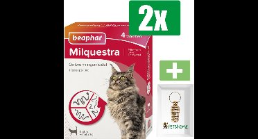 Beaphar Milquestra Ontworming Kat - 4 Tabletten - 2 stuks - Inclusief PetsHome Goudkleurige Adreskoker