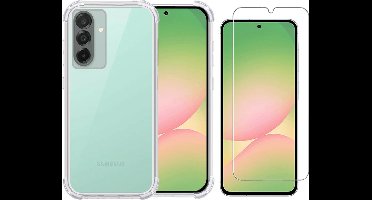 Hoesje geschikt voor Samsung A26 transparant Anti Shock silicone hoesje Met gehard glas Screenprotector
