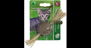 Boon kat speelgoed touwbal 4cm + gras + catnipbal bruin/groen