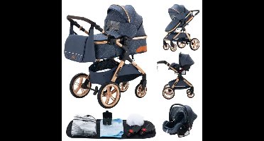 Kinderwagen - Blauw - Buggy - Kinderwagen 3 In 1 - Kinderwagens & Buggy's - Kinderwagens - Baby - Buggy's - Plooibuggy - Buggy Inklapbaar - Kinderwagens - Kind - Kinderen - Baby - Baby's