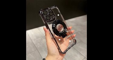 Anti-shock Magnetische hoesje met onzichtbare Ringstandaard - Geschikt voor iPhone 13 Pro Max - Zwart
