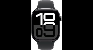 Apple Watch Series 10 - Wifi + 4G - 42mm - Zwarte Aluminium Case met Zwart Sportbandje - M/L