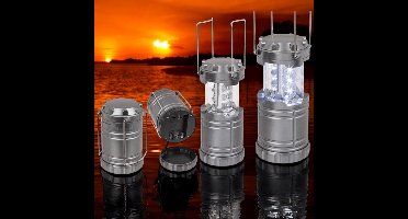 Campinglamp - Stormlantaarn - Retro - zilver - uitschuifbaar - Out of the Blue - 7 x 21 cm