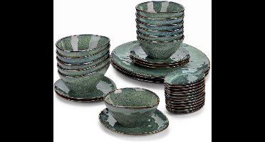 ApexArte® Serviesset 33-delig - Serviessets - Bordenset - Chique Bordenset - Porselein - Groen