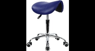 ApexArte® Zadelkruk op Wielen - Kapperskruk Ergonomisch - Tabouret - Blauw